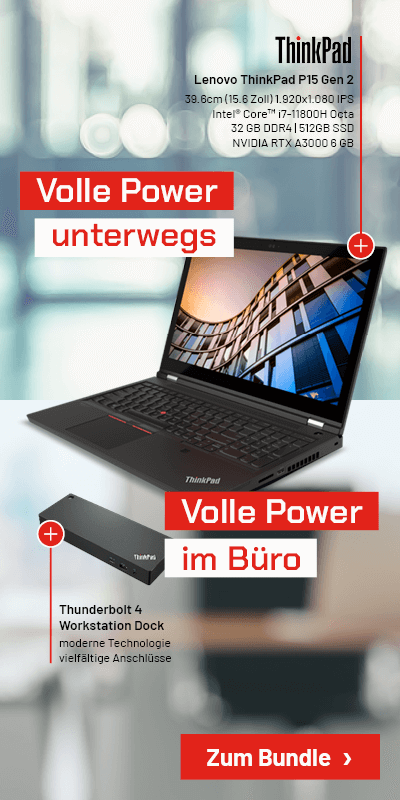 Lenovo Bundle mit Lenovo ThinkPad P15 Gen 2 und Thunderbolt 4 Workstation Dock für flexibles, produktives Arbeiten im Büro und Unterwegs
